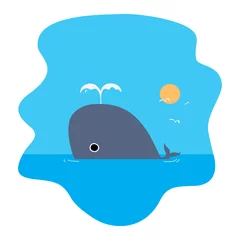 Tuinposter Whale. cartoon vector illustration © nycth