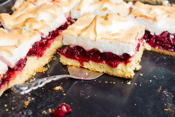 foam cake with cherry
