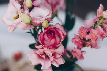 Roses on table at bridal party