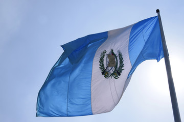 Guatemala flag, national symbol, waving on the wind