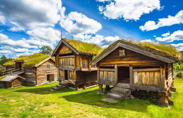 Fototapeta na wymiar Old traditional Norwegian houses. Geilo, Norway.