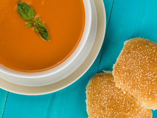 Bowl of Tomato and Basil Soup