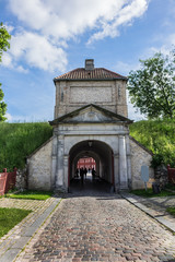 Gate and entrance in Kastellet. Copenhagen Citadel (Kastellet) dates from 1624, was founded by King Christian IV. Denmark. Kastellet is one of best preserved star fortresses in Northern Europe.