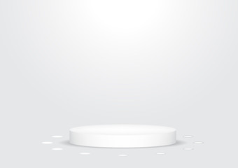 White stand and light in white room vector illustration