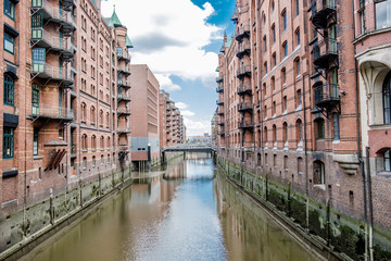 Famous Speicherstadt warehouse district in Hamburg, Germany