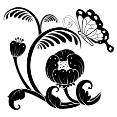 vintage flower, vector