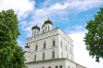 Ancient Pskov Kremlin cathedral in Russia.