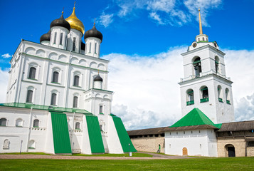Ancient Pskov Kremlin cathedral in Russia.