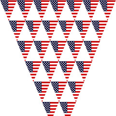 Triangular flags with the logo of America