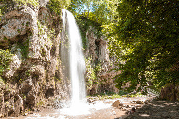 Honey waterfall in Caucasus region, Russia