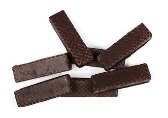 chocolate waffle bars isolated on white background