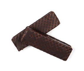 chocolate waffle bars isolated on white background