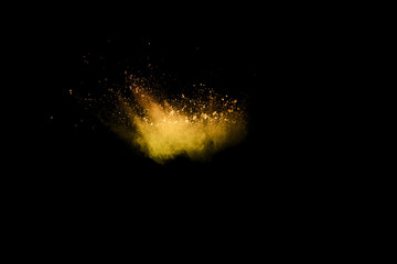 Fototapeta na wymiar abstract color powder explosion on black background.abstract color powder splatted on black background. Freeze motion of color powder exploding.
