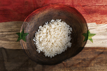 Poverty concept, bowl of rice with Iraq flag
