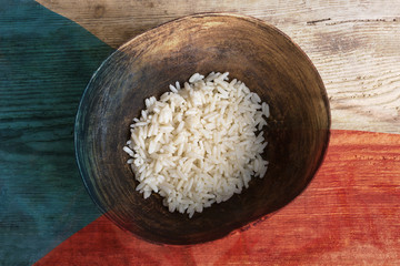 Poverty concept, bowl of rice with Czech Republic flag