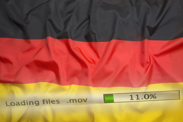 Downloading files on a computer, Germany flag