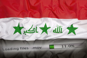 Downloading files on a computer, Iraq flag