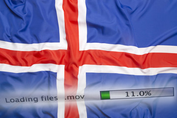 Downloading files on a computer, Iceland flag