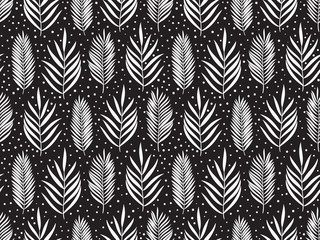 Hand drawn pattern with decorative palm leaves. Stylized colorful branches. Summer spring background, nature collection. Vector illustration