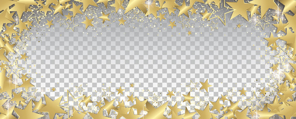 Transparent gold stars banner