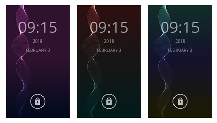 Magical spiral on dark gradient. Set of modern user interface, ux, ui screen wallpapers for mobile smart phone.