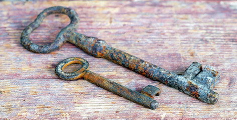 Web banner of old rusty keys