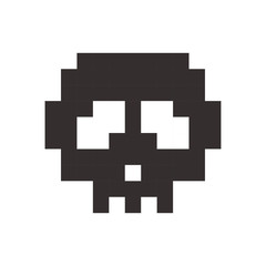 pixel skull pixel art cartoon retro game style