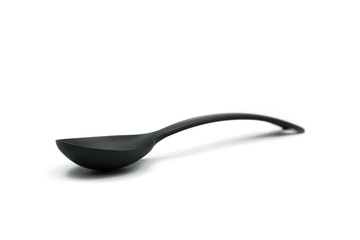 Ladle black plastic isolated in white background