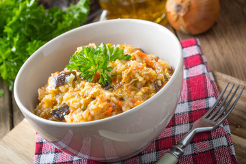 Risotto with vegetables.
