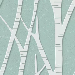 Fototapete Birken nahtloses trendiges Muster mit Birken. Moderne 3D-Blumentapete. Vektor-Illustration