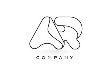 AR Monogram Letter Logo With Thin Black Monogram Outline Contour. Modern Trendy Letter Design Vector.