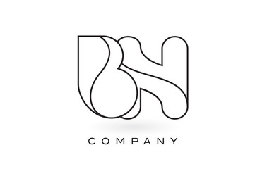 BN Monogram Letter Logo With Thin Black Monogram Outline Contour. Modern Trendy Letter Design Vector.