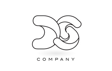 DS Monogram Letter Logo With Thin Black Monogram Outline Contour. Modern Trendy Letter Design Vector.