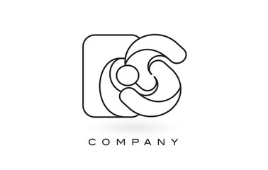 ES Monogram Letter Logo With Thin Black Monogram Outline Contour. Modern Trendy Letter Design Vector.