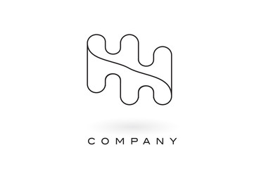 HH Monogram Letter Logo With Thin Black Monogram Outline Contour. Modern Trendy Letter Design Vector.