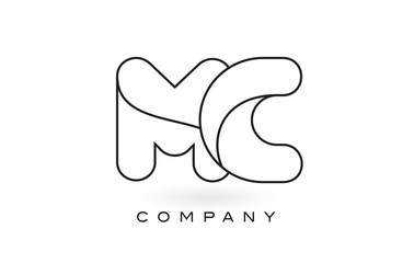 MC Monogram Letter Logo With Thin Black Monogram Outline Contour. Modern Trendy Letter Design Vector.