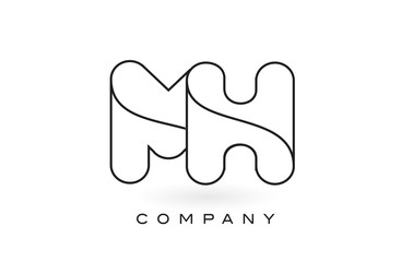 MH Monogram Letter Logo With Thin Black Monogram Outline Contour. Modern Trendy Letter Design Vector.