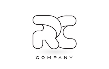 RC Monogram Letter Logo With Thin Black Monogram Outline Contour. Modern Trendy Letter Design Vector.
