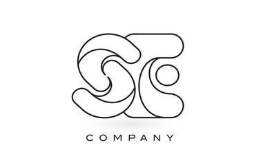 SE Monogram Letter Logo With Thin Black Monogram Outline Contour. Modern Trendy Letter Design Vector.