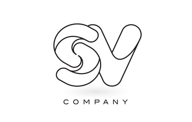 SV Monogram Letter Logo With Thin Black Monogram Outline Contour. Modern Trendy Letter Design Vector.