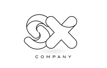 SX Monogram Letter Logo With Thin Black Monogram Outline Contour. Modern Trendy Letter Design Vector.