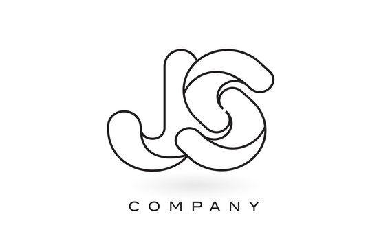 JS Monogram Letter Logo With Thin Black Monogram Outline Contour. Modern Trendy Letter Design Vector.