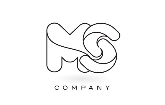 MS Monogram Letter Logo With Thin Black Monogram Outline Contour. Modern Trendy Letter Design Vector.