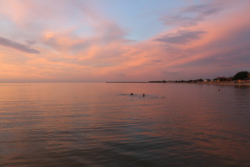 Beautiful sunset and calm on the sea 