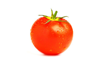 wet tomato isolated on white