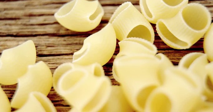 Close-up of pipette rigate and lumaconi rigati pasta