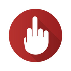 Middle finger up flat design long shadow glyph icon