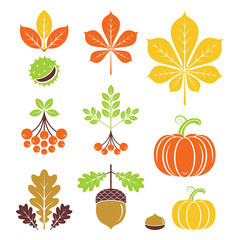 Autumn icons or logo in modern line style. Vector illustration on a white background.