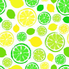 Lemons Limes Background Painted Pattern
