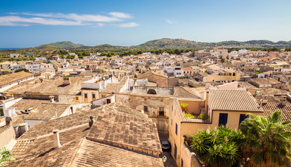 Fototapeta na wymiar Arta, Mallorca, Spain..Vew from Sanctuary of San Salvador over the roofs of the old town.